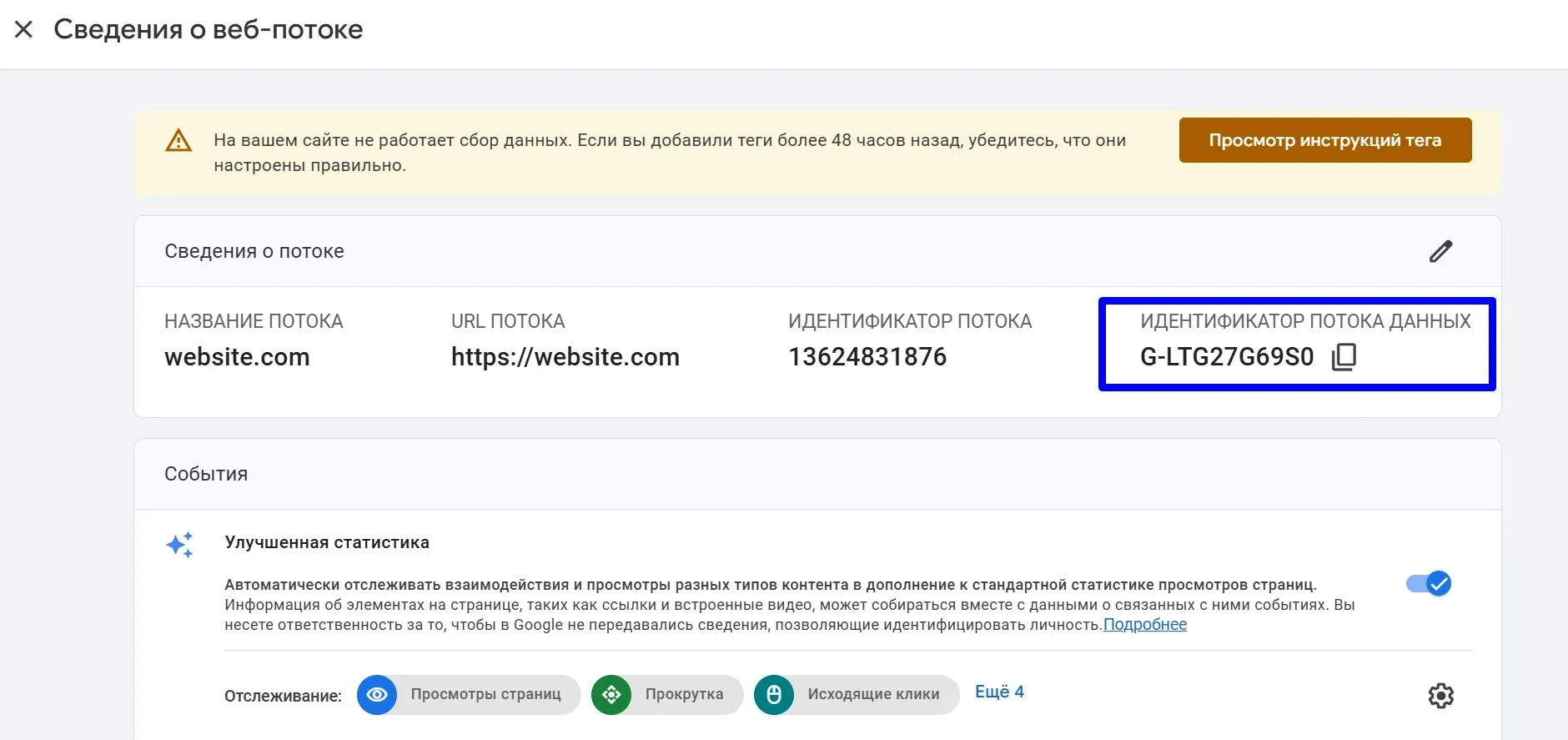 Идентификатор ресурса GA4
